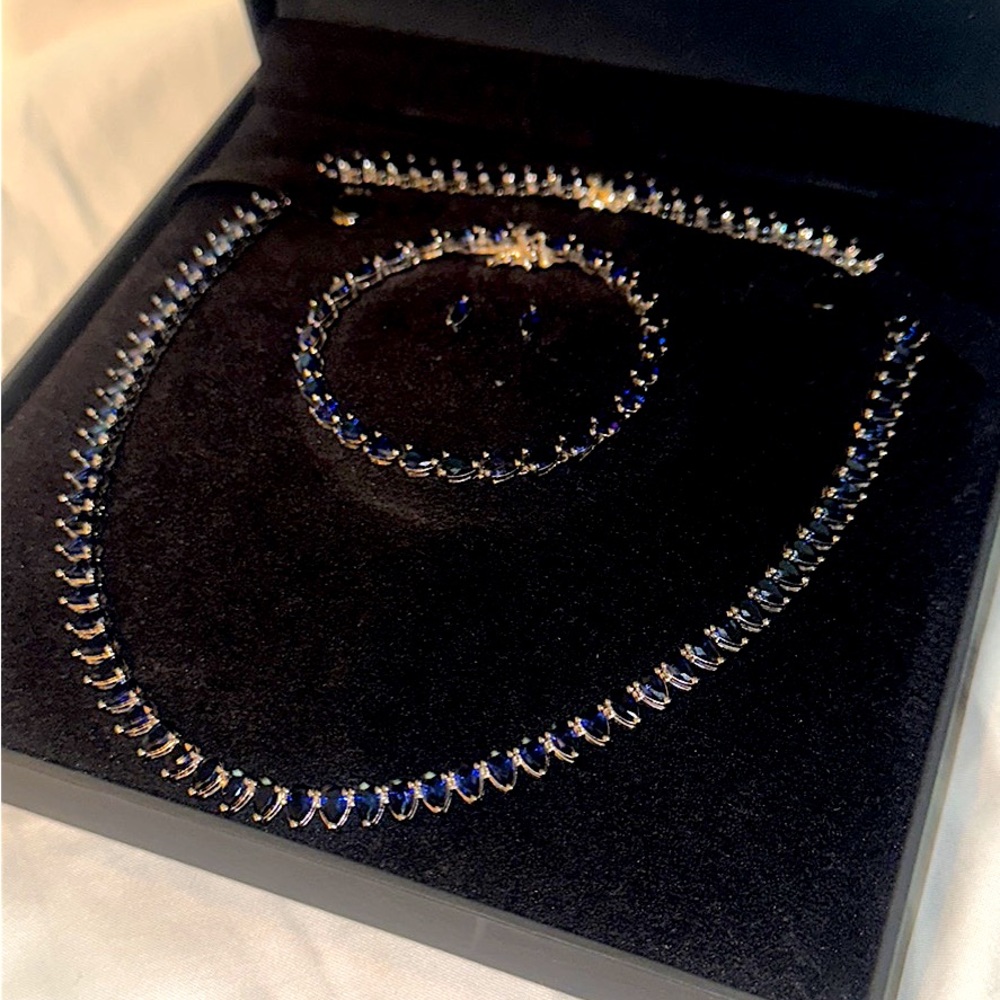 Marquee Cut, Blue Sapphire Set